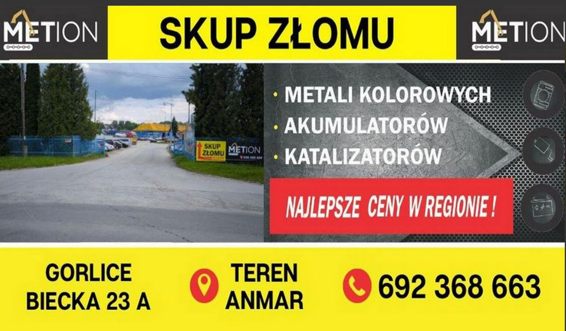 METION - Skup złomu, akumulatorów, katalizatorów - ul. Biecka 23A, Gorlice METION - Skup złomu, akumulatorów, katalizatorów - ul. Biecka 23A, Gorlice