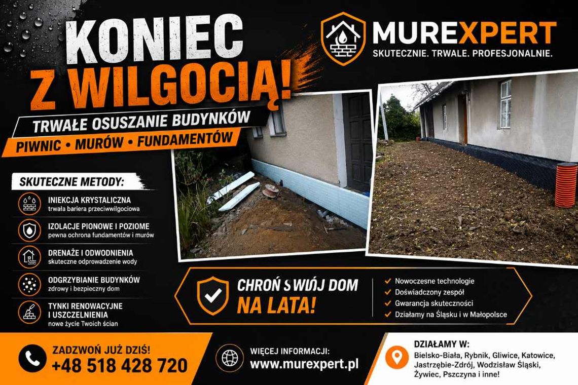 Osuszanie budynków, izolacja fundamentów, iniekcja krystaliczna, podcinanie ścian Małopolska/ Śląsk Osuszanie budynków, izolacja fundamentów, iniekcja krystaliczna, podcinanie ścian Małopolska/ Śląsk