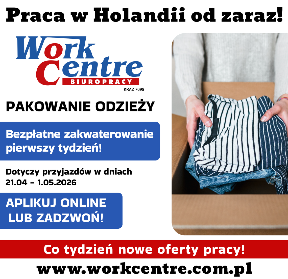 Pakowacz odzieży (k/m) Oferta pracy w Holandii