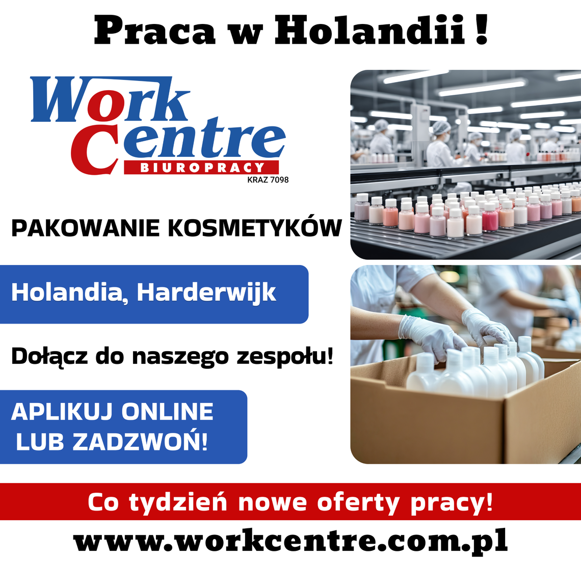 Pakowanie kosmetyków (k/m) Oferta pracy w Holandii Pakowanie kosmetyków (k/m) Oferta pracy w Holandii