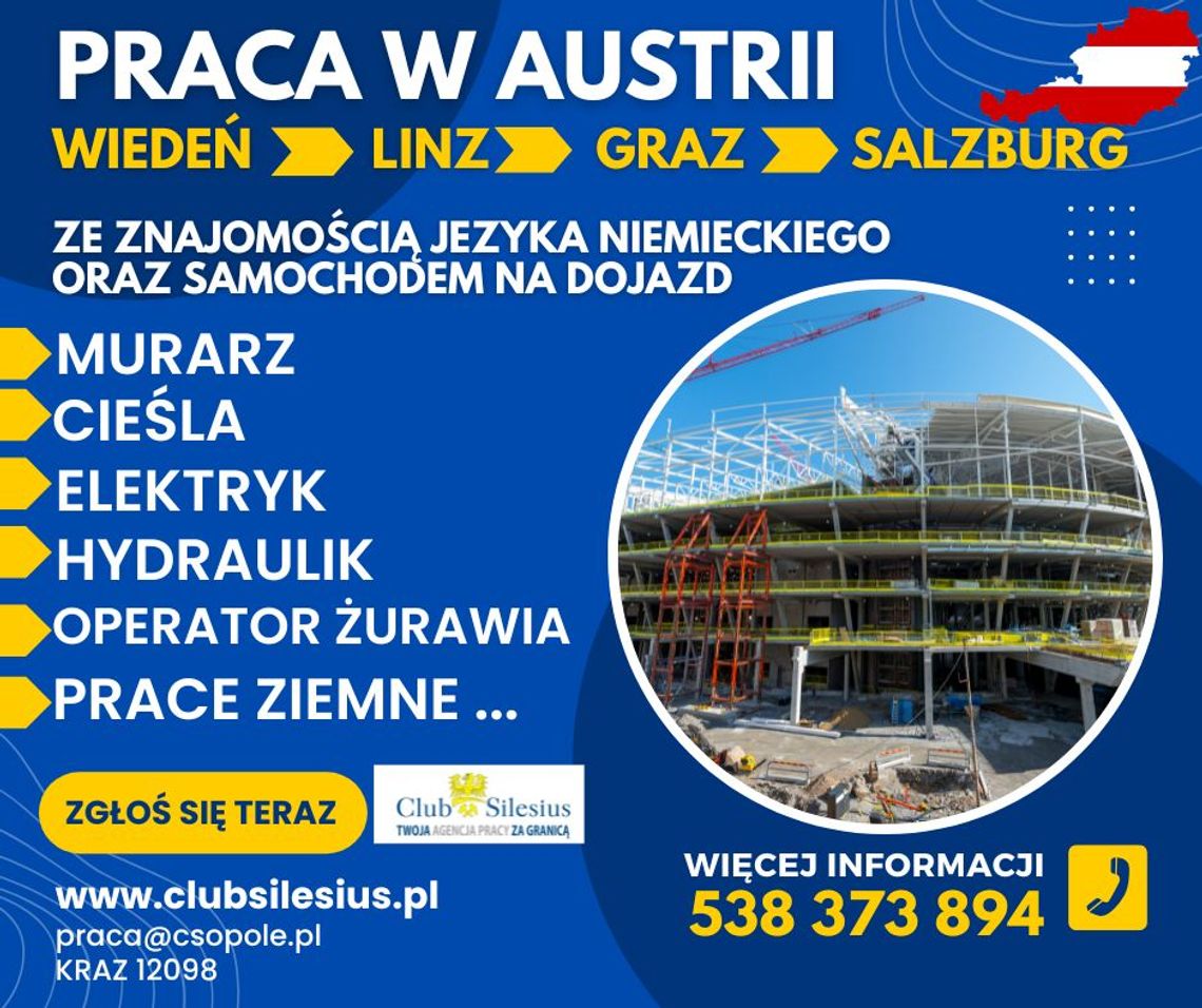 Praca w Austrii Murarz i cieśla szalunkowy