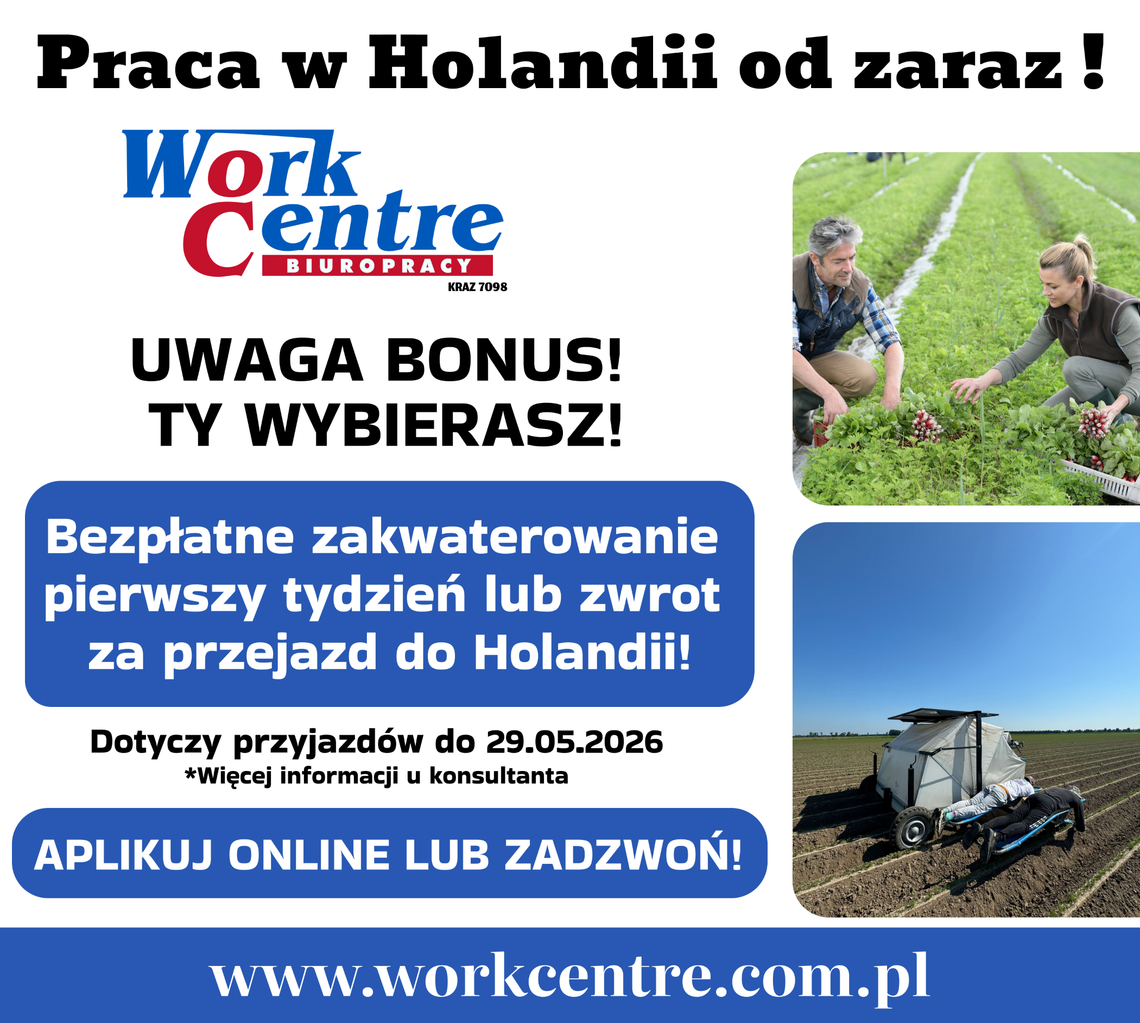 Pracownik agrarny (k/m) Oferta pracy w Holandii - BONUS!