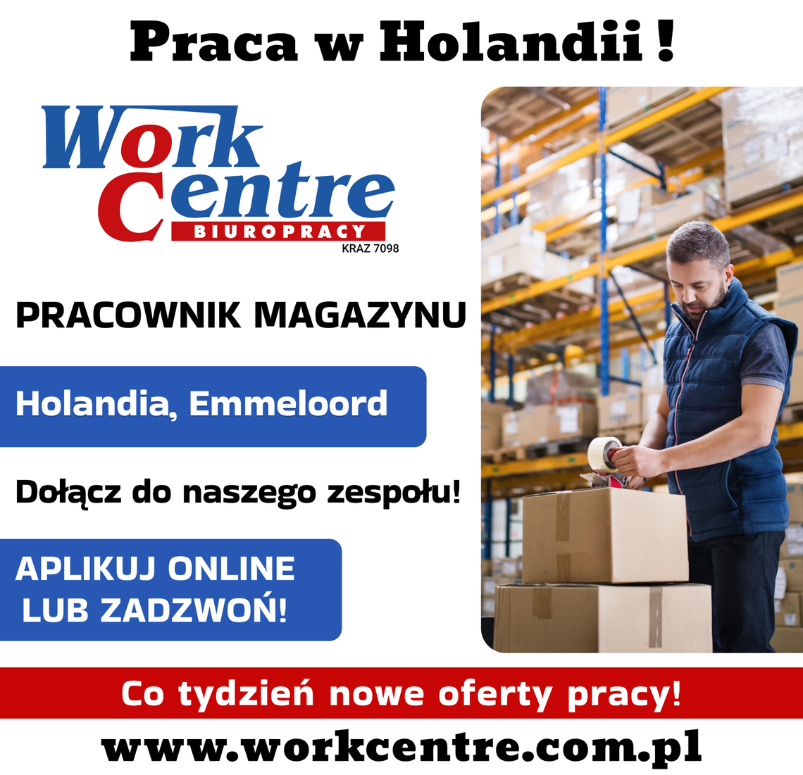 Pracownik magazynu (k/m) Oferta pracy w Holandii Pracownik magazynu (k/m) Oferta pracy w Holandii