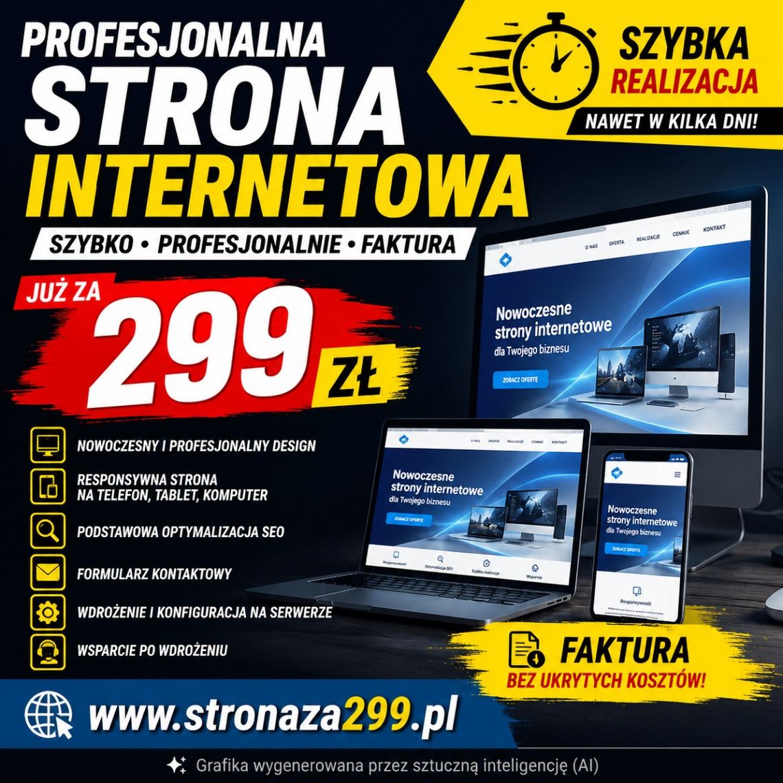 Profesjonalna strona internetowa od 299 zł • faktura | stronaza299.pl Profesjonalna strona internetowa od 299 zł • faktura | stronaza299.pl