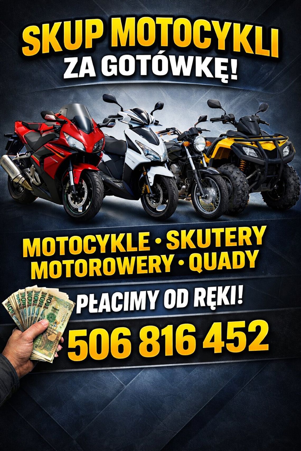 SKUP MOTOCYKLI SKUTERÓW MOTOROWERÓW QUADÓW