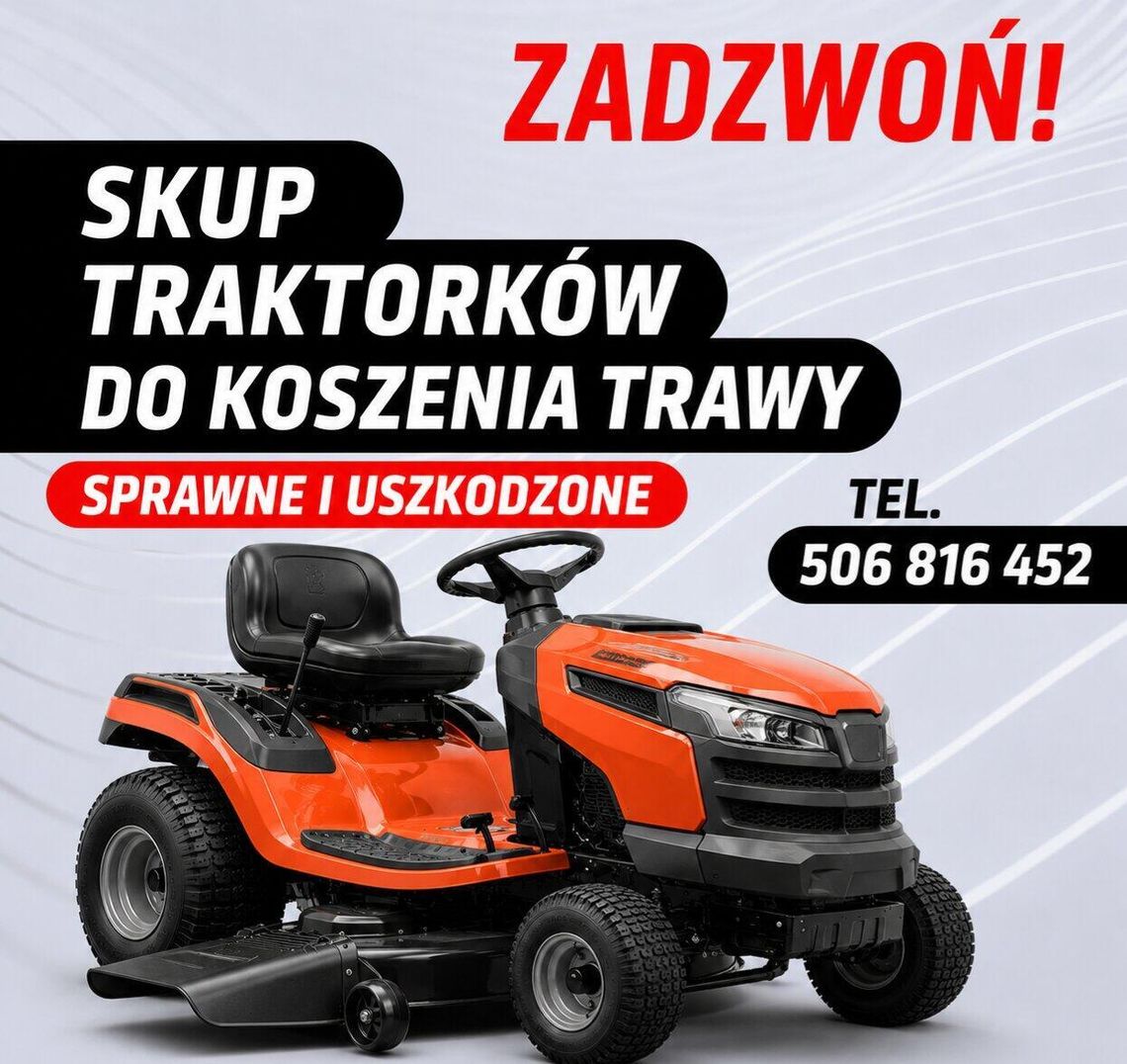 SKUP TRAKTORKÓW DO KOSZENIA TRAWY SPRAWNE I USZKODZONE