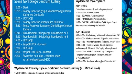 Plakat zapowiadający wydarzenie - 34. Finał Wielkiej Orkiestry Świątecznej Pomocy w Gorlicach