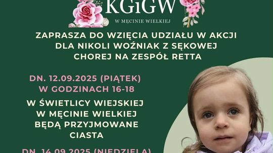 Zdjęcie przedstawia plakat promujący wydarzenie Akcja charytatywna dla Nikoli Woźniak