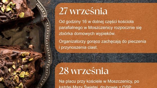 Zdjęcie przedstawia plakat promujący wydarzenie Akcja charytatywna w Moszczenicy: Ciacho dla Nikoli