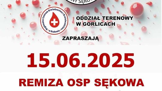 Akcja krwiodawstwa w Sękowej | halogorlice.info Plakat zapowiadający wydarzenie Akcja krwiodawstwa w Sękowej
