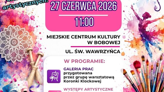 Zdjęcie przedstawia plakat zapowiadający wydarzenie - Artystyczny Finał w Bobowej