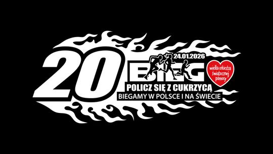 Plakat zapowiadający wydarzenie - Bieg WOŚP w Bobowej – „POLICZ SIĘ Z CUKRZYCĄ” 2026