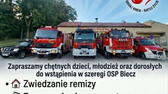Zdjęcie przedstawia plakat zapowiadający wydarzenie - Dni Otwarte OSP Biecz