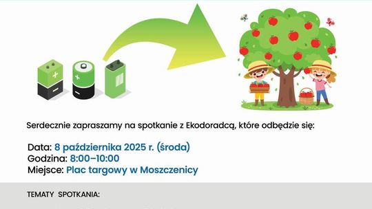 zdjęcie przedstawia plakat promujący wydarzenie „Funkcjonowanie Ekodoradców w gminach – Gmina Moszczenica”