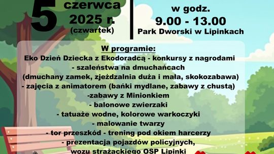 Plakat zapowiadający wydarzenie Dzień Dziecka w Lipinkach