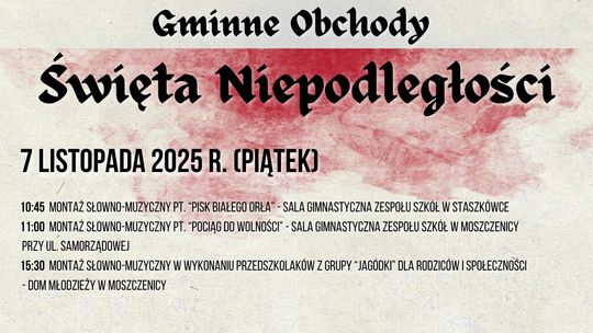 Zdjęcie przedstawia plakat promujący wydarzenie Gminne Obchody Święta Niepodległości