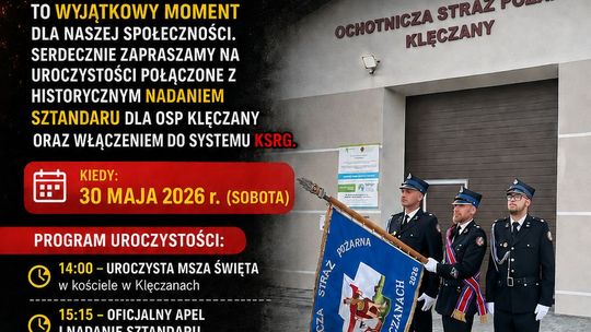 zdjęcie przedstawia plakat promujący wydarzenie - Gminny Dzień Strażaka w Klęczanach