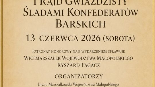 zdjęcie przedstawia plakat promujący wydarzenie - I Rajd Gwiaździsty Śladami Konfederatów Barskich