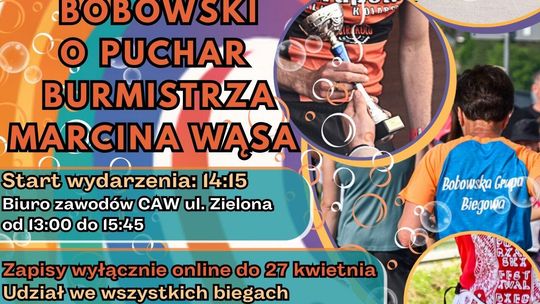 zdjęcie przedstawia plakat promujacy wydarzenie - II Biegi Bobowskie o Puchar Burmistrza