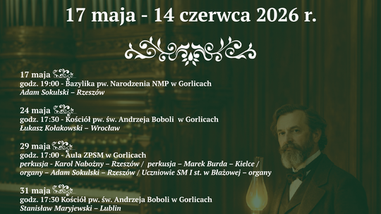 zdjęcie przedstawia plakat promujacy wydarzenie - II Festiwal Muzyki Organowej w Gorlicach