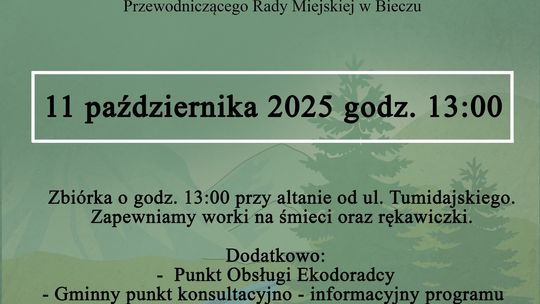 Plakat zapowiadający wydarzenie IX Akcja sprzątania brzegów rzeki Ropy w Bieczu
