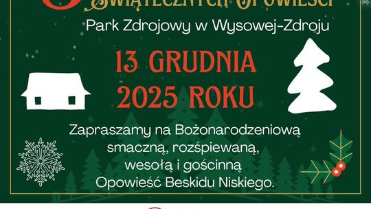 Plakat zapowiadający wydarzenie Jarmark świątecznych opowieści w Wysowej Zdrój