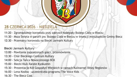 Zdjęcie przedstawia plakat zapowiadający wydarzenie - Jarmark Świętych Piotra i Pawła w Bieczu