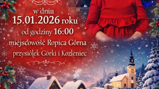 plakat zapowiadający wydarzenie  - Kolędowanie charytatywne dla Nikoli Woźniak w Ropicy Górnej