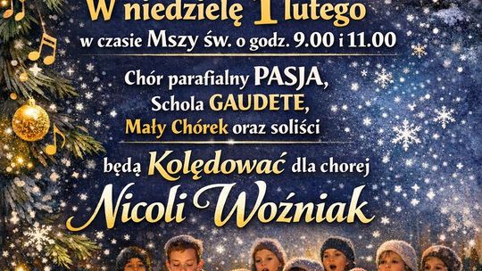 Plakat zapowiadający wydarzenie - Koncert Kolęd – Kolędowanie dla Nikoli Woźniak