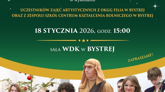 Plakat zapowiadający wydarzenie - Koncert kolęd w Bystrej