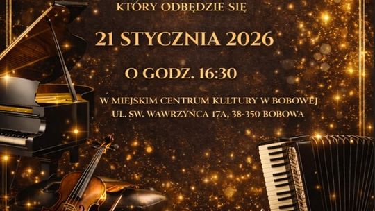 Plakat zapowiadający wydarzenie - Koncert Noworoczny w Bobowej