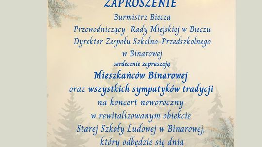 Koncert Noworoczny w Szkole Ludowej w Binarowej | zapowiedzi imprez – halogorlice.info