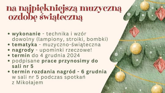 Konkurs na najpiękniejszą ozdobę muzyczną | zapowiedzi imprez – halogorlice.info