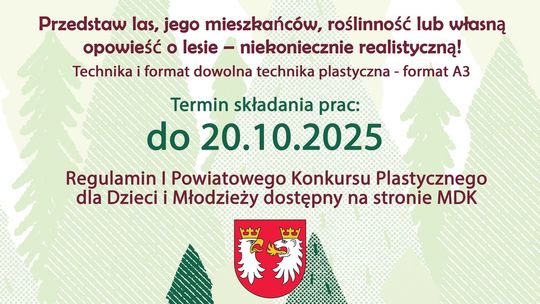 Zdjęcie przedstawia plakat promujący wydarzenie Konkurs plastyczny pt. Leśne opowieści