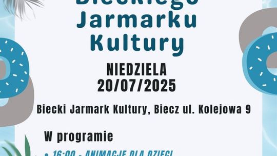 Plakat promujący Lato na scenie Bieckiego Jarmarku Kultury
