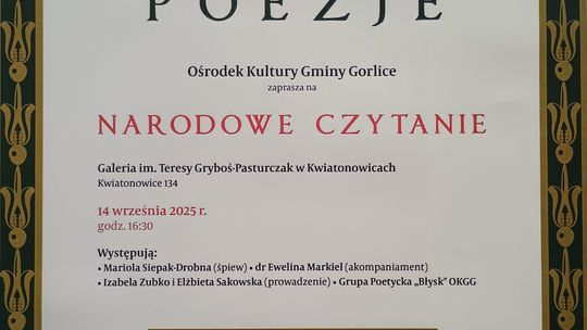 Zdjęcie przedstawia plakat promujący wydarzenie Narodowe Czytanie poezji Jana Kochanowskiego