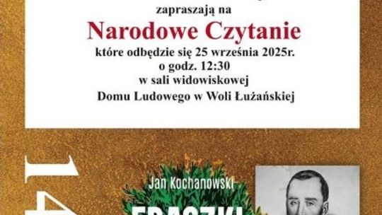 Zdjęcie przedstawia plakat promujący wydarzenie Narodowe Czytanie poezji Jana Kochanowskiego
