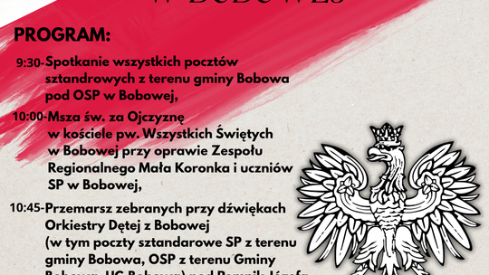 Narodowe Święto Niepodległości w Bobowej | zapowiedzi wydarzeń - halogorlice.info Plakat zapowiadający wydarzenie Narodowe Święto Niepodległości w Bobowej