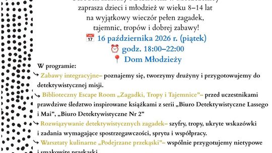 Noc Bibliotek w Moszczenicy. Detektywistyczna przygoda | zapowiedzi wydarzeń - halogorlice.info