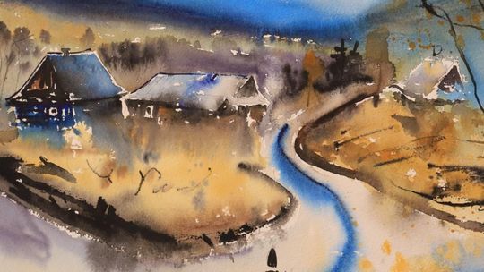 plakat zapowiadający wydarzenie - Nowy początek - Wystawa obrazów Daniela Szczerby w Bacówce w Bartnym