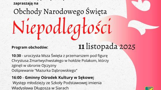 Plakat zapowiadający wydarzenie, Obchody Narodowego Święta Niepodległości w Sękowej