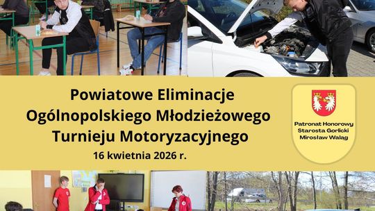 Plakat zapowiadający wydarzenie - Ogólnopolski Młodzieżowy Turniej Motoryzacyjny