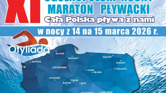 Plakat zapowiadający wydarzenie - Ogólnopolski Nocny Maraton Pływacki Otyliada