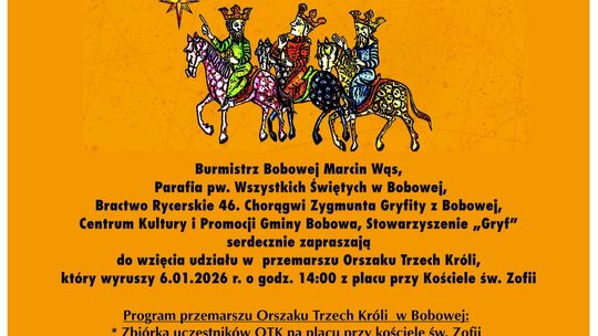 Orszak Trzech Króli w Bobowej | zapowiedzi wydarzeń - halogorlice.info Plakat zapowiadający wydarzenie - Orszak Trzech Króli w Bobowej