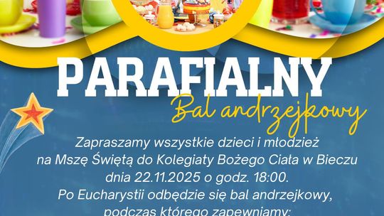 Plakat zapowiadający wydarzenie - Parafialny bal andrzejkowy