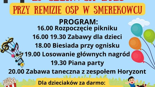 Plakat zapowiadający wydarzenie Piknik Rodzinny w Smerekowcu