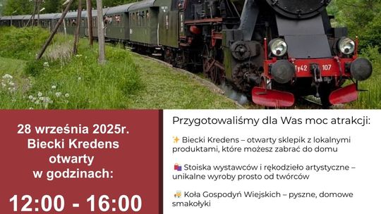 Plakat zapowiadający wydarzenie Pociąg retro w Bieczu