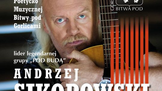 Zdjęcie przedstawia plakat promujący wydarzenie materiały promocyjne/Recital Pana Andrzeja Sikorowskiego w Gorlicach