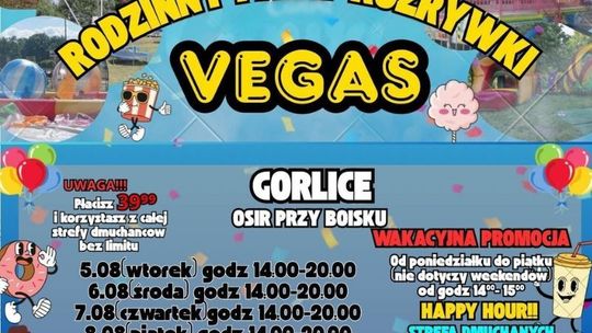 Rodzinny Park Rozrywki VEGAS | halogorlice.info Zdjęcie przedstawia plakat promujący Rodzinny Park Rozrywki VEGAS