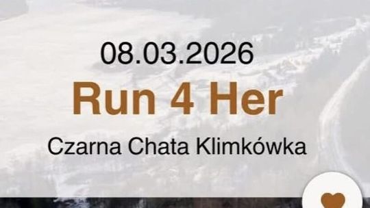 plakat zapowiadający wydarzenie - Run 4 Her Klimkówka – Bieg z sercem na Dzień Kobiet